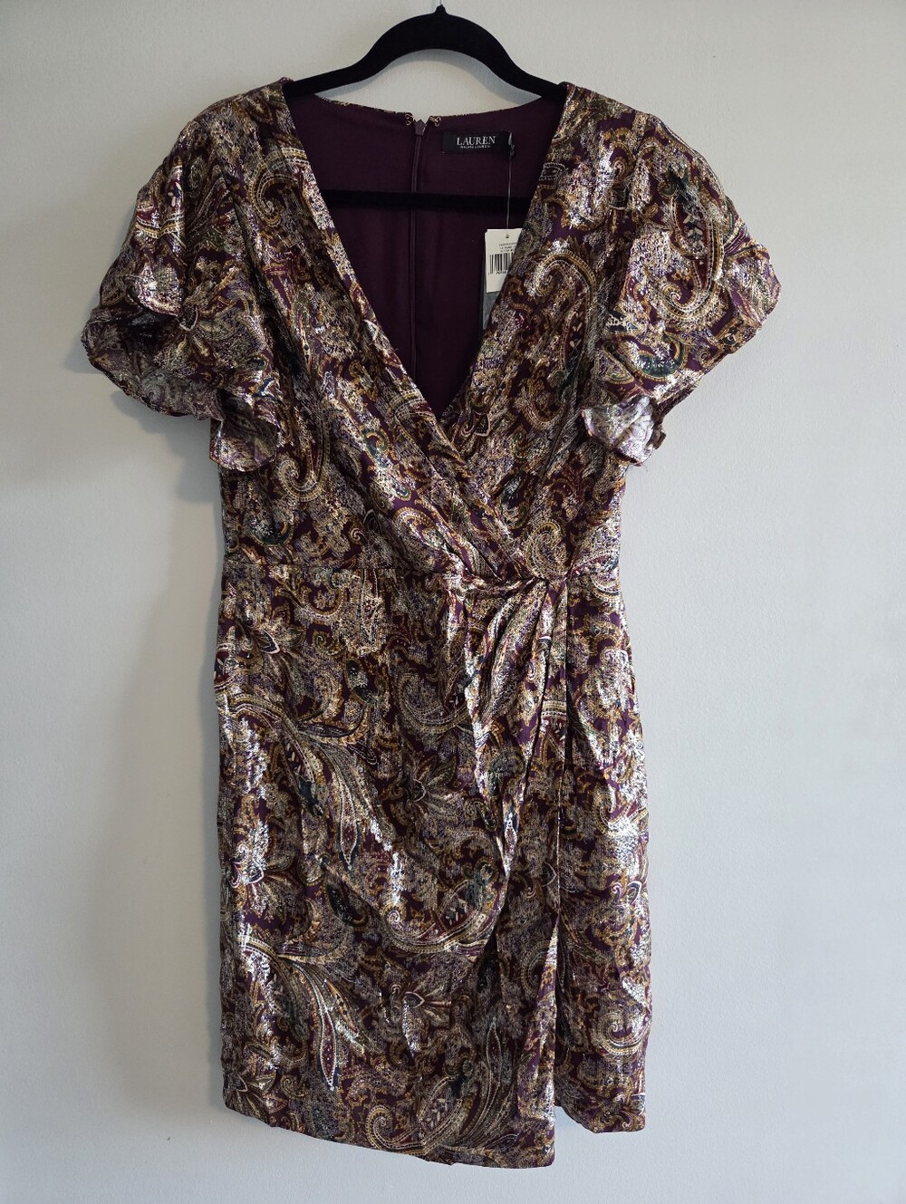Lauren Ralph Lauren Dress SIZE 10 Paisley Metallic Jacquard